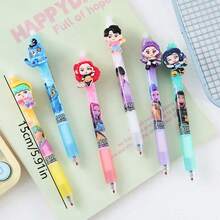 1/2/3/4/5/6pcs KPOP Witch Hunt Girl Group Blue Signature Pens, Student Ballpoint Pens, Erasable Pens, Writing Pens, Push-Button Black Pens, Student Stationery, Writing Tools, Student Gifts, School & Office Supplies - Sets - View 3