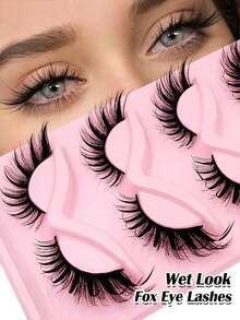 Rikuaild 5 Pairs Luxury Spiky False Eyelashes, Upgraded Eyelash Style - Thick, Thin, 3D Stereoscopic, Reusable, Soft, Lightweight, Fluffy Cat Eye False Eyelashes, Spiky Eyelash Strips, Create Dramatic Sexy Eye Makeup, Eyelash Extension Makeup, False Eyelashes, Anime False Eyelashes - fox eye lashes - View 1