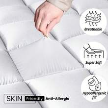 Aafan Hotel Quality Mattress Topper 10cm / 4 Inch Thick Deep Topper Soft & Fluffy Single Double King - White - View 5