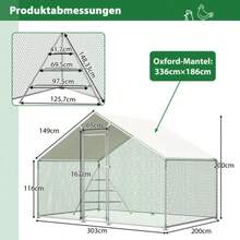 Hühnerstall Mit Klettergerüst Aus Metall, Wetterfeste Aviary 3x2m Mit Dach Und Large Lauffläche – Sicherer Auslauf Für Hühner Und Kleintiere - 白色 - 查看 3