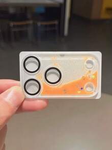 1pc Starry Sky Glitter Liquid Lens Film Compatible With IPhone 17 Pro Max/17 Pro, Transparent Full Coverage Anti-Fall Glitter Sand Phone Lens Protector, Premium Phone Lens Film Applicable To Daily Shield, Office, Home Daily Shield Office Home Phone Camera Cover Sparkling Crystal Waterproof Shockproof Scratch Resistant - Orange - View 6