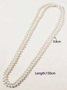 1pc Multi-Layer Glass Pearl Versatile Adjustable Length Necklace For Women - Beige - View 5
