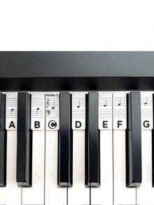 1pc Reusable Silicone Piano Note Guide, Easy Install & Remove Piano Keyboard Note Stickers, Fit 61/88 Pianos, No Glue Needed, Sound Insulating, Kalimba Thumb, Tuning Fork - 彩色 - 查看 8