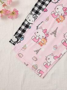 Sanrio 三条装三丽鸥Hello Kitty女士睡裤，休闲睡裤，黑色格子、浅粉色、浅紫色 - 彩色 - 查看 5