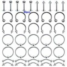 85pcs/40pcs/150pcs Stainless Steel Versatile Nose Rings, Nose Hoops, Earrings, Eyebrow Rings, Tongue Rings, Lip Rings, Navel Rings, Unisex Body Piercing Jewelry Set, Gift - Steel - View 4