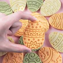 1 Set Easter Egg Cookie Mold, 3D Embossed Cookie Cutter Set, Reusable Gummy Stamp, Easter Baking Mold For Cookies And Gingerbread - Pink - View 8