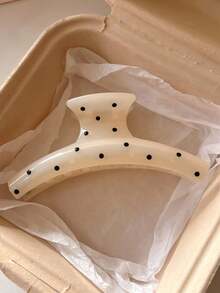 2个/1个 女士 4.33英寸/11厘米 塑料爪形发夹，波点图案，棕色和白色，优雅简约，百搭，适合日常、休闲、派对、通勤、海滩、扎马尾、盘发、洗脸、化妆等场合，优雅发爪，女士发爪，休闲发夹，优雅爪形发夹，夏季度假发饰 - 彩色 - 查看 3