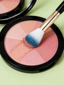 3pcs High-Quality Blue & White Tie Dye Flame Shaped Blush, Highlighter, Powder Makeup Brushes, Soft & Fluffy Makeup Brush Set - Black - View 7