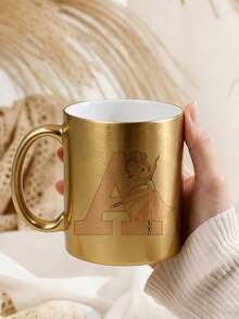 1 Pc 26 Letters Pattern Ceramic Water Mug Drinking Cup Novelty Christmas Halloween New Year Gift For Her Mugs For Coffee Tea And Hot Drinks Cup Travel Gift For Man Woman - Multicolor - View 5