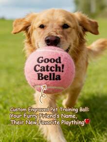 Customizable Pet Tennis Ball - Personalized Name/Text, Durable Polyester Material Pet Toy, Vibrant Colors, Suitable For Birthday Parties, Pet Parties, Dog Training, Interactive Games And Training Gifts, Dog Tennis Ball, Fun Design, High-Quality Craftsmanship, Chew-Resistant And Durable Tennis Ball For Dogs And Cats - Multicolor - View 3