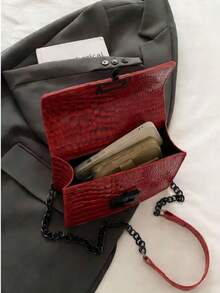 A 2026 Luxury Quilted Checkered Solid-Color PU Special Lock Women's Shoulder Bag, Versatile Accessory Wallet, Suitable For Daily Outings, Commuting, Gatherings, Dates, And Gifts - Red - View 9