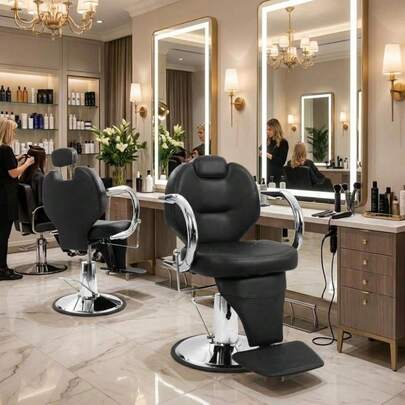 Salon Styling Chair For Hair Stylist, Hydraulic Recliner Barber Chair With Wide PU Leather Seat, Heavy Duty Hydraulic Pump & 360 Degree Rotating For Beauty Spa Shampoo Tattoo