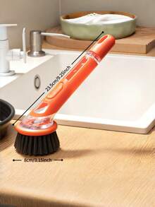 符合人体工学的洗碗刷，带皂液器 - 加长手柄，可更换刷头，轻松清洁锅碗瓢盆和水槽 - 厨房必备工具 - 彩色 - 查看 3