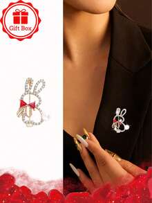 1pc18k Golden Plated French Classic Rabbit Brooch With Gift Box, Suitable For Christmas, Valentine's Day, Easter Wear, Suitable For Gift Giving In All Seasons - Rabbit - View 5