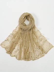 1 lenço bandana leve de cor sólida com lantejoulas, adequado para usar na cabeça, no pescoço, como xale de praia ou para uso diário. - Multicolorido - Ver 19