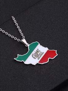 Stainless Steel Map Pendant Necklace, 18K Gold-Plated, Fashionable And Versatile, Suitable For Women To Wear. - Multicolor - View 2