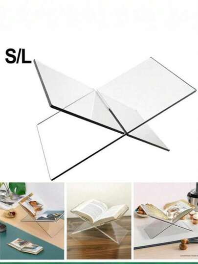 1pc X-Shaped Acrylic Transparent Bookshelf, Can Be Used As Reading Shelf, Music Album Display Rack, Available In Black And White, Home Display Rack Suitable For Library, Cookbook Rack, Music Album Rack And Various Books Reading And Placement, Also Can Be Used As Kitchen Countertop Decor