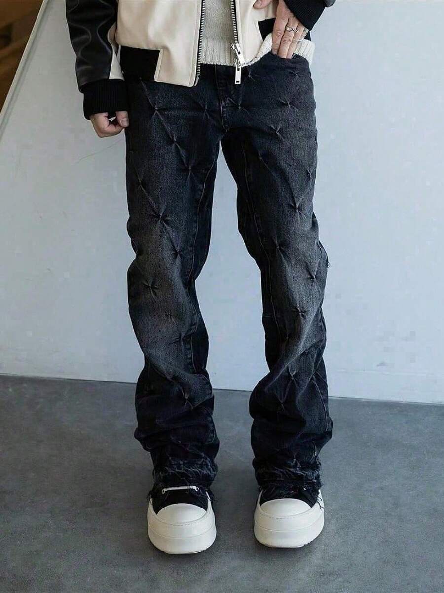 Men's Digital Print Flare Jeans Lightweight Denim Casual - XHbxe7f8E-đen - Xem 1