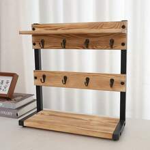 1 chiếc giá đựng tách trà/cà phê bằng gỗ, 3 tầng, dùng để đặt trên mặt bàn bếp. - màu nâu - Xem 2