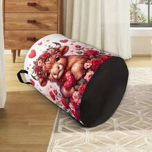 1pc, Sweet Highland Cow Laundry Basket, Collapsible Laundry Hamper Organizer Basket Capacity Storage Bin With Handles Medium - Multicolor - View 2