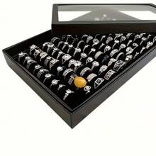 100-Fach Transparente Schmuckaufbewahrungsbox mit Deckel - Struktur Papier Design, staubdichter Schnappverschluss, transparenter Deckel Schmuckorganizer Box mit mehreren Fächern für Ohrringe, Armbänder, Halsketten, Gewerbliche Schmuckorganizer, Wandmontage Design, ideal als Geschenk zu Valentinstag, Geburtstag, Hochzeit, Muttertag, Schmuckbox, Frauenorganizer, Reiseessentiell, Make-up Raum Dekoration - Verschiedenfarbig - Übersicht 3