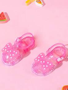 1 Pair Summer Fashion Polka Dot Bow Princess Style Kids Jelly Beach Sandals - Pink - View 7