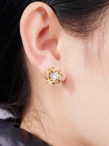 1 Đôi bông tai đính đá Cubic Zirconia cao cấp dành cho thiếu nữ, thích hợp để trang trí hàng ngày, dự tiệc hoặc làm quà tặng sinh nhật. - 1 # - Xem 8