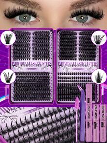 528/544/608 Styles False Eyelash Clusters, Density From 10D To 100D, Mixed Styles Available, 10-18mm Length D-Curl Voluminous, Ultra-Light & Soft, Suitable For Natural Makeup DIY. Set Includes Lash Clusters, Tweezers, Lash Glue, Lash Brush, 2026 Limited Edition - Multicolor - View 14