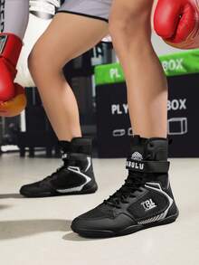 男士摔跤鞋，轻便的Sdtdid拳击鞋，采用超细纤维绒面革制成，适用于健身房、力量举重、健美、训练等。 - 黑色 - 查看 8