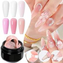 MEET ACROSS 1 Bottle 15ml Pink Non-Sticky Extension Gel Nail Polish, Suitable For 3D Shaping/Carving/Sculpting, Solid Jelly Hard Gel For Fake Nail Flower Carving, Acrylic Gel Paint, Rhinestone Glue Gel, Easy To Use For Home And Nail Salon - 粉色 - 查看 5
