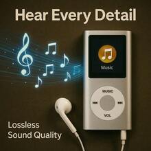 Limited New Year Gift | 1.8-Inch Lossless MP3 Player Stylish Portable On-The-Go Music - Silver - View 6
