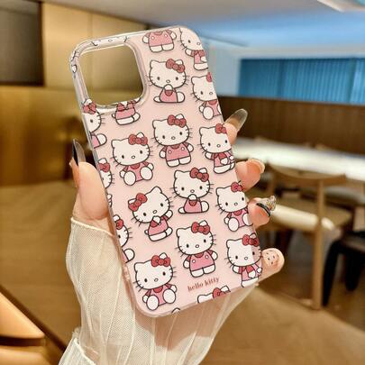  1pc Fashionable & Creative Hello Kitty By Sanrio Phone Case, Waterproof, Shockproof, Scratch-Resistant Material, Kitty Design, Anime, Kuromi, Luxury, Bling Bling, Cute & Stylish, Compatible With Apple 17 Series, 11/12/12 Pro, 13/14/15, 13 Pro/14 Pro/15 Pro, 12 Pro Max/13 Pro Max/14 Pro Max/15 Pro Max, 16, 16 Pro, 16 Pro Max, 17, 17 Pro, 17 Pro Max Phone Protective Cover
