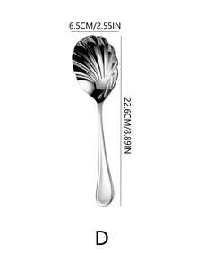 重型镜面餐具，4 件套 18/10 不锈钢方形女主人餐具套装，适用于自助餐、派对、厨房、餐厅，镜面抛光，可放入洗碗机清洗