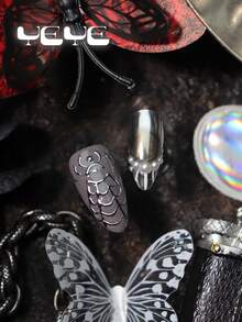 10片杏仁形亚克力美甲贴纸套装，经典法式、米色、灰色、金属银、珍珠色、渐变色、闪光星星、复古手工、Y2K风格、3D铬元素、朋克风、暗黑北欧风，全覆盖杏仁形亚克力美甲贴纸套装，适合女孩和女士，包含1个迷你指甲锉和1张粘贴贴纸，适合日常、户外、节日美甲。 - 灰色 - 查看 5