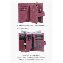 2026 New Women Wallet, Matte Texture Multi-Card Slots Snap Button Coin Purse, Multifunctional Fashion Zipper Short Wallet - Red Violet - View 3