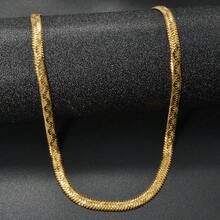 1pc Fashion Personality 18k Gold Plated Shining Snake Bone Texture Necklace Elegant Style Women Daily Commuting Dance Street Party Wear - Gold - View 3