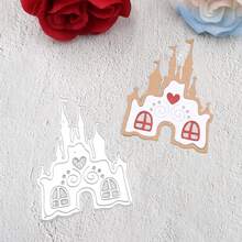 1个可爱城堡造型模切模具，精美房屋压花模具，适用于节日装饰剪贴簿纸艺切割，手工卡片制作DIY，优雅剪贴簿，婚礼，生日，情人节，复活节贺卡 - 銀色 - 查看 6