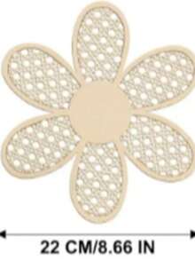 1/3/6件套波西米亚雏菊墙饰，天然藤编花卉挂饰，木质波西米亚风墙饰，儿童房墙饰，农舍风墙饰，家庭办公室日托中心装饰（木色）