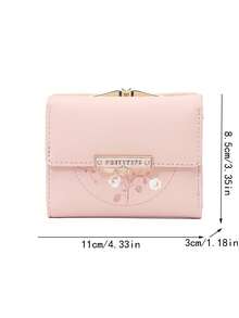 Printed Folding Buckle Women Short Wallet, Multi-Functional Card Holder