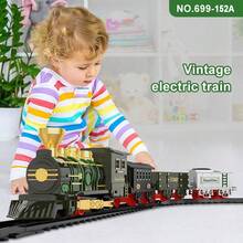 2026 Electric Train, Classic Train Toy With Smoke, Lights And Sounds, Train Track Set, Toddler Model Train Suitable For Children Toys Gifts, New Year Birthday Holiday Gifts (Batteries Not Included) - Color - View 5
