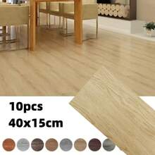  10 Pcs 15x40cm Wood Grain PVC Floor Tiles, Self-Adhesive Wear-Resistant Flooring, Suitable For Bedroom And Home Decoration - Multicolor - View 11