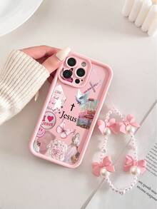 十字蝴蝶图案粉色加厚精密孔极简防摔加厚手机保护壳，兼容 17/17 Pro Max、16/16 Pro/16 Pro Max、16 Plus、15 XR/7/8、15 Pro Max、12 Pro Max、13 Pro Max、14 Pro Max、13、14、11、12P、14P、11P。 - 彩色 - 查看 5