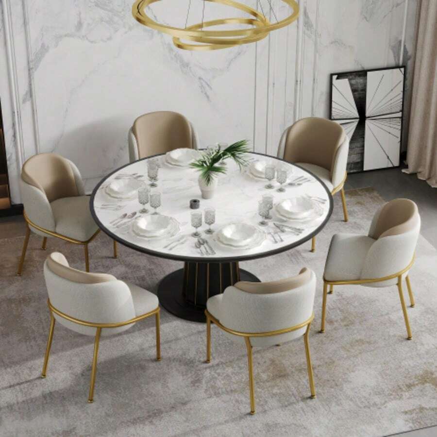 6 St Moderner Stuhl Mit Schrägstuhlbein Und Verstellbare Füße , Ideal Für Zuhause, Offene Bürofläche, Esszimmer (Beige) - Beige - View 1