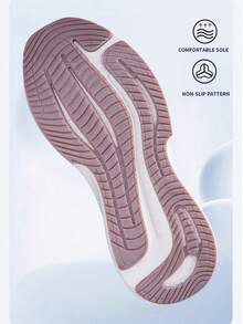 女士时尚运动鞋，系带设计，女士健身平底休闲跑步网面鞋 - 藕粉色 - 查看 4