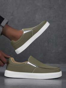 2025 New Men Shoes,White Casual Men's Shoes,Men's Loafers, Casual Slip-On Boat Shoes, Business Formal Soft Bottom Dress Shoes,Slip On Shoes - Army Green - View 3