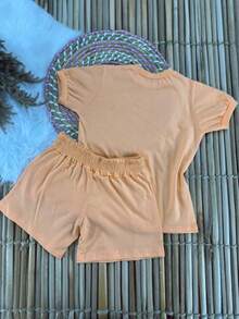 CONJUNTO MENINAS INFANTIL NUBIA REF 006 / CONJUNTO INFANTIL / CONJUNTO MENINA INFANTIL / CONJUNTO INFANTIL LANÇAMENTO / ROUPA INFANTIL / MENINA - LARANJA CLARO - Visão 9