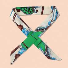 WJ1033 Narrow Long Skinny Neck Silk Scarf Bag Scarf For Handbag 1PC - A - View 6