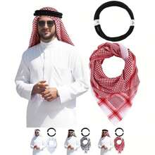 阿拉伯头巾、迪拜头巾、沙特阿拉伯旅行头饰、男士头带+头巾、阿拉伯提花围巾、迪拜、中东服装 - 彩色 - 查看 7