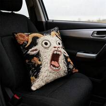 1 Funny Screaming Goat Pattern Pillowcase, 18x18 Inches Short Plush Pillowcase, Abstract Modern Animal Print, With Zipper Design, Suitable For Home Decoration | Party | Wedding | Lounge | Office, Christmas Exchange Gift, New Year's Spring Festival, Valentine's Day, Festival Decoration (Excluding Pillow) - 彩色 - 查看 4