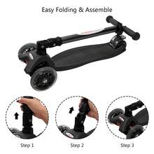 Patinete triciclo lujoso para niños, con 4 posiciones de altura ajustable, sistema de dirección por inclinación, ruedas luminosas y diseño de pedal extra ancho. Es muy fácil de armar y es el mejor regalo para los niños. - Azul - Ver 3